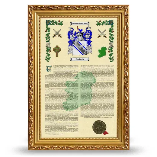 Cockugh Armorial History Framed - Gold