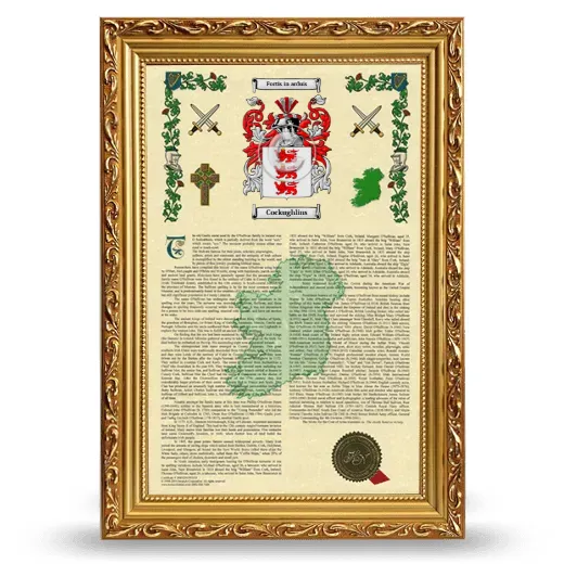 Cockughlins Armorial History Framed - Gold