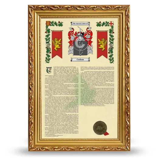 Cockun Armorial History Framed - Gold