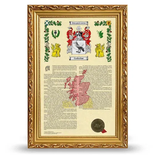 Cockurbat Armorial History Framed - Gold