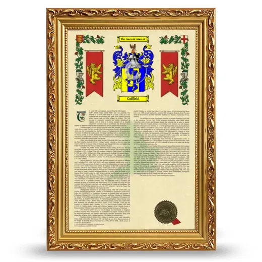 Coffield Armorial History Framed - Gold