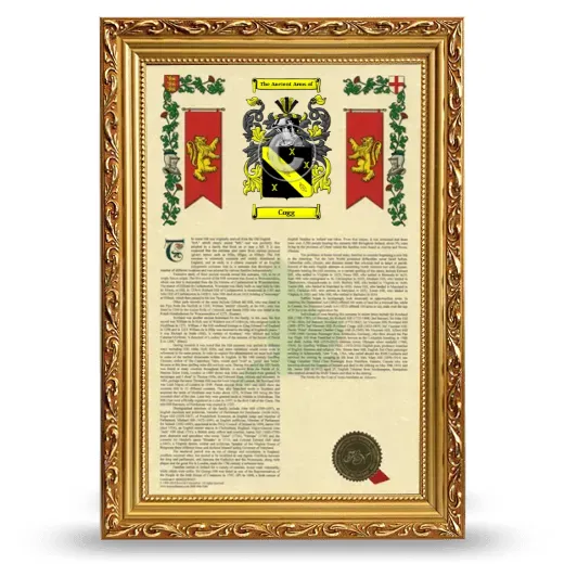 Cogg Armorial History Framed - Gold