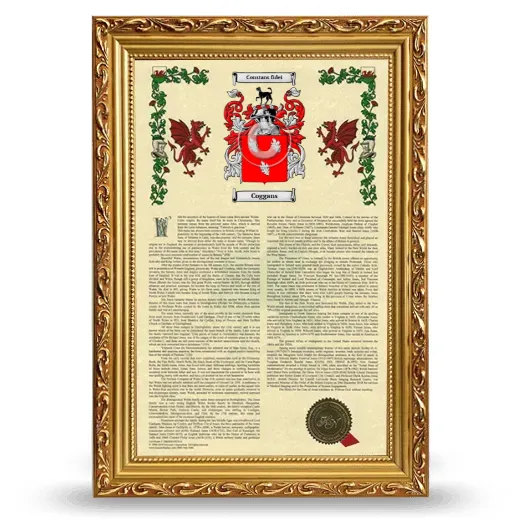 Coggans Armorial History Framed - Gold