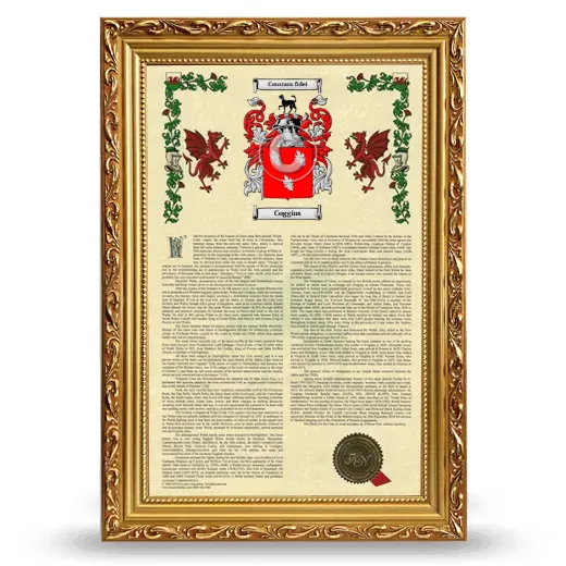 Coggins Armorial History Framed - Gold