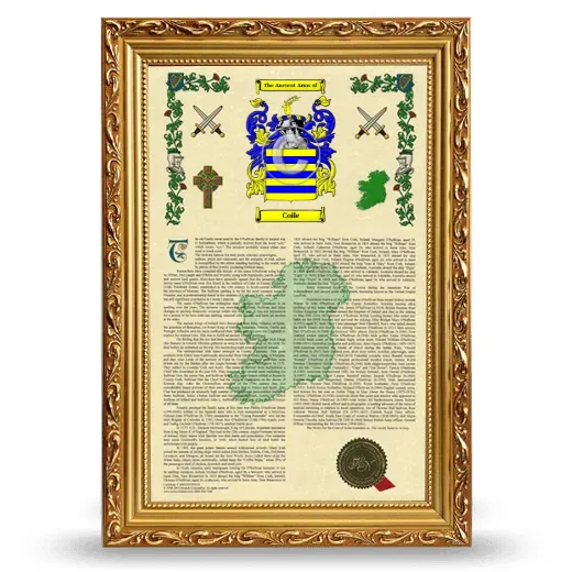 Coile Armorial History Framed - Gold