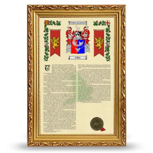 Cokes Armorial History Framed - Gold