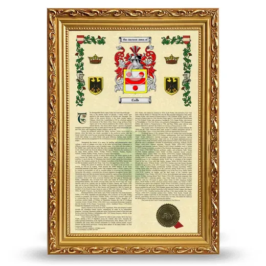Colb Armorial History Framed - Gold