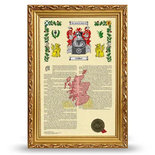 Coldart Armorial History Framed - Gold