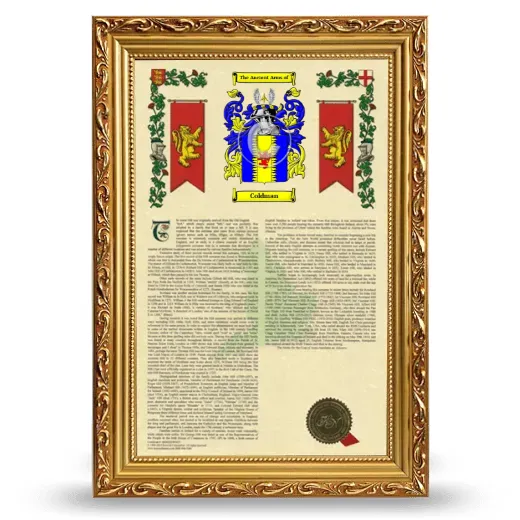 Coldman Armorial History Framed - Gold