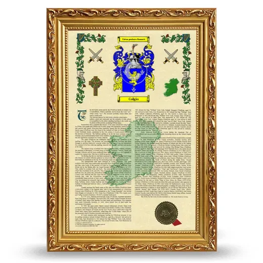 Colgin Armorial History Framed - Gold