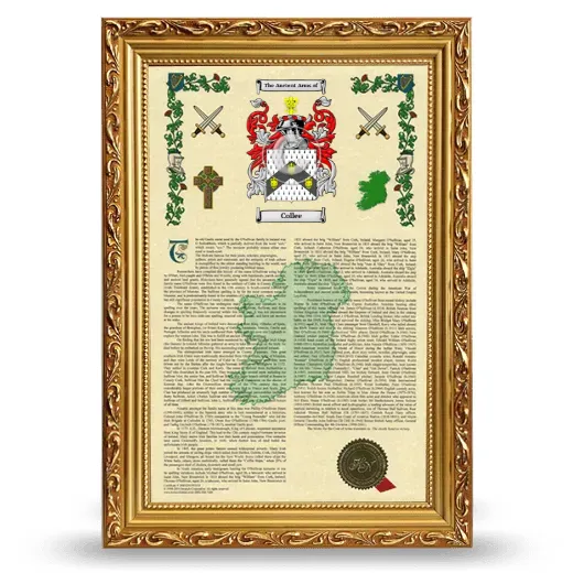 Collee Armorial History Framed - Gold