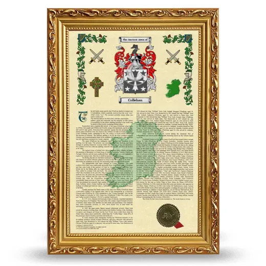 Collehan Armorial History Framed - Gold