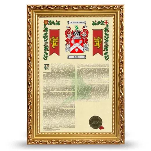 Colles Armorial History Framed - Gold