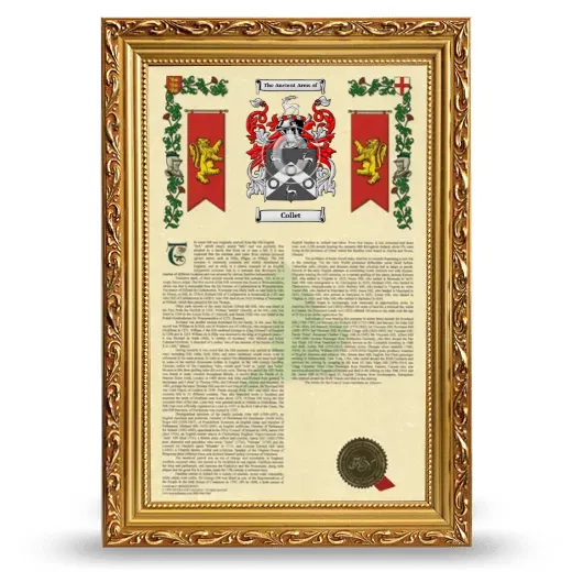 Collet Armorial History Framed - Gold