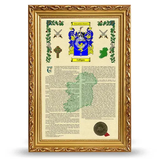 Colligan Armorial History Framed - Gold