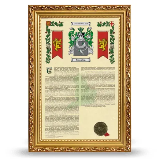 Columbin Armorial History Framed - Gold