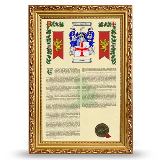 Colvis Armorial History Framed - Gold
