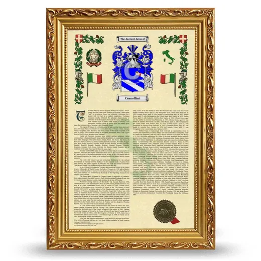 Comellini Armorial History Framed - Gold