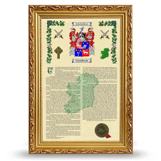 Comerfearde Armorial History Framed - Gold
