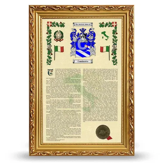 Cominotto Armorial History Framed - Gold