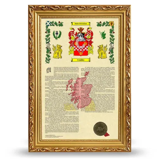 Comley Armorial History Framed - Gold