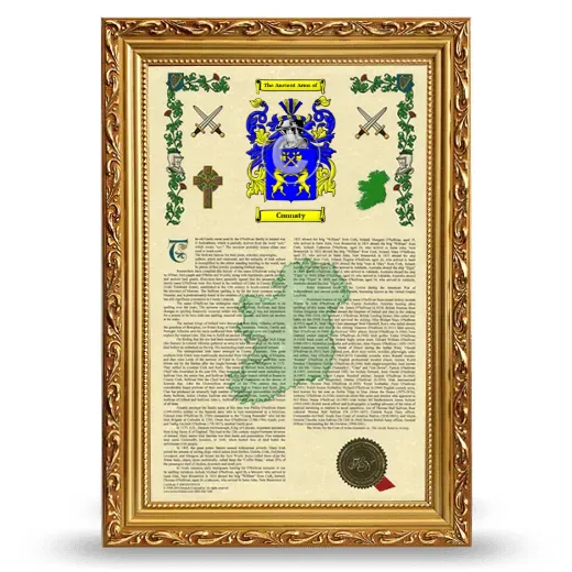 Connaty Armorial History Framed - Gold