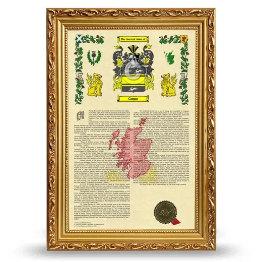 Conne Armorial History Framed - Gold