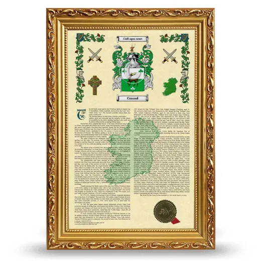 Connol Armorial History Framed - Gold