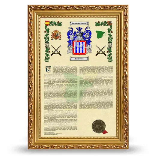 Contrera Armorial History Framed - Gold