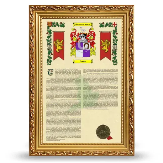 Cooke Armorial History Framed - Gold