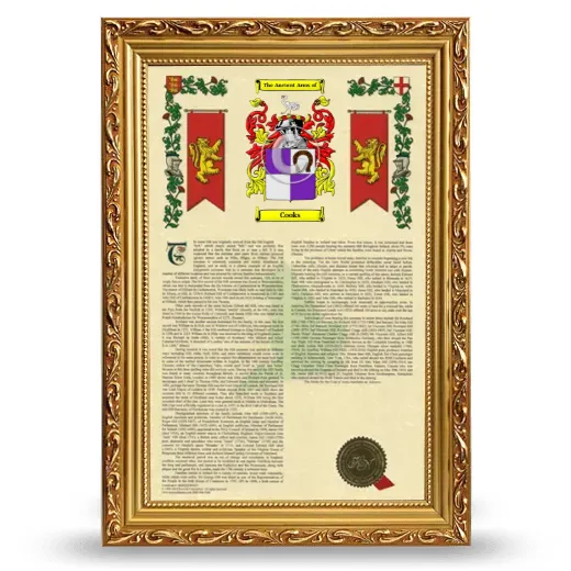 Cooks Armorial History Framed - Gold