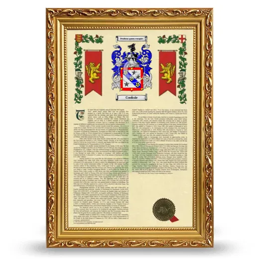Cooksie Armorial History Framed - Gold