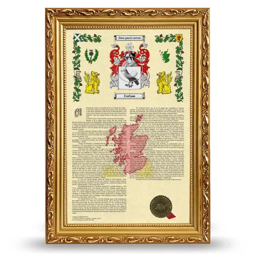 Corban Armorial History Framed - Gold