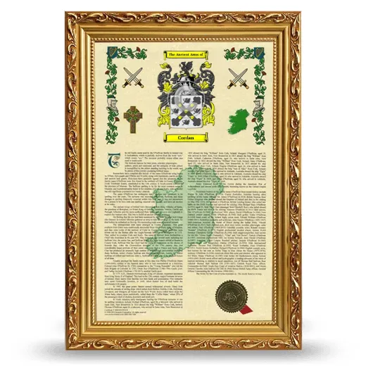 Cordan Armorial History Framed - Gold