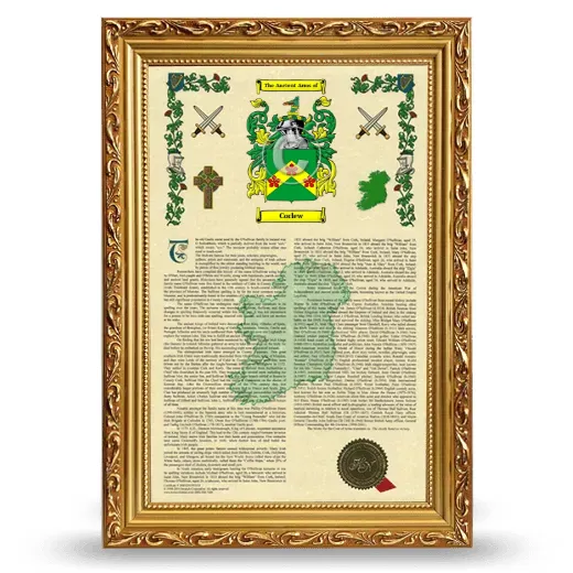 Corlew Armorial History Framed - Gold
