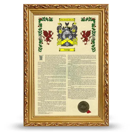 Cornige Armorial History Framed - Gold