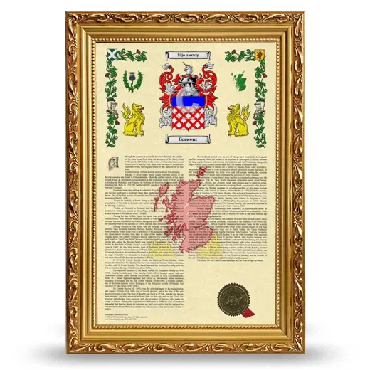 Corwent Armorial History Framed - Gold