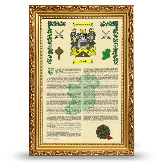 Coryell Armorial History Framed - Gold
