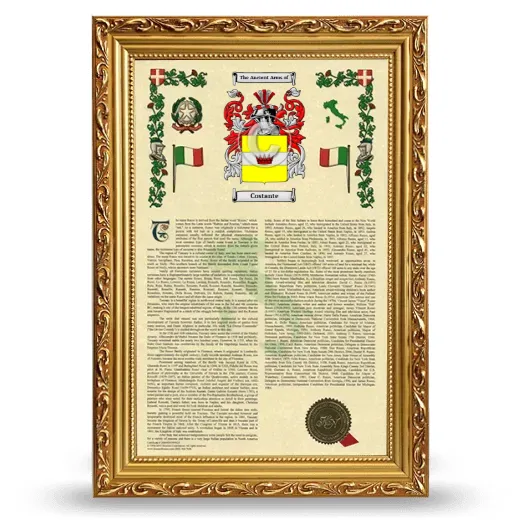 Costante Armorial History Framed - Gold