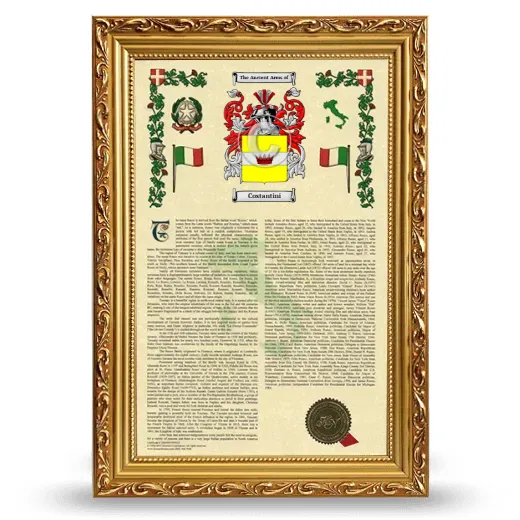 Costantini Armorial History Framed - Gold
