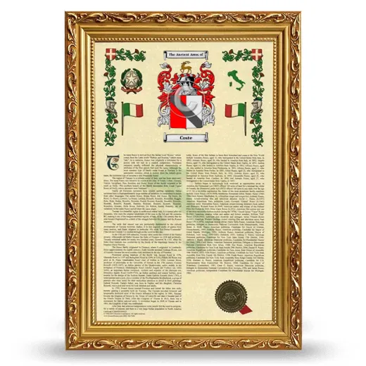 Coste Armorial History Framed - Gold