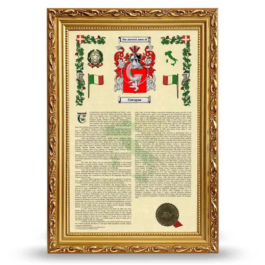 Cotogna Armorial History Framed - Gold