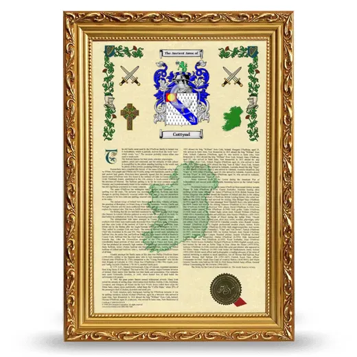 Cottynd Armorial History Framed - Gold
