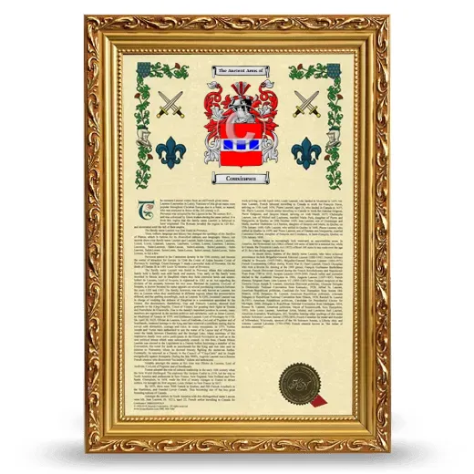 Cousineau Armorial History Framed - Gold