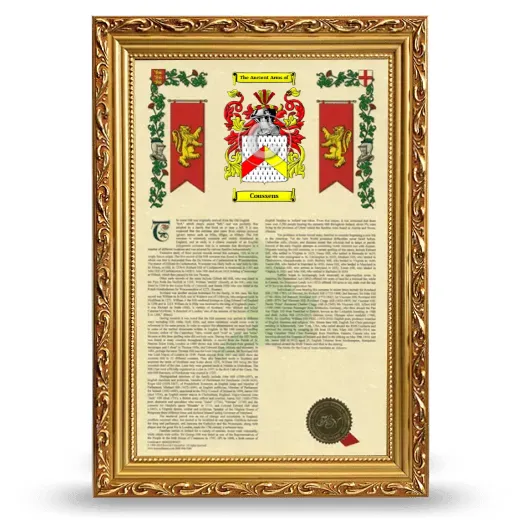 Coussens Armorial History Framed - Gold