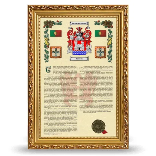 Coutos Armorial History Framed - Gold