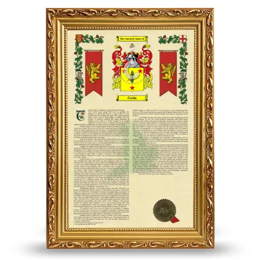 Covin Armorial History Framed - Gold