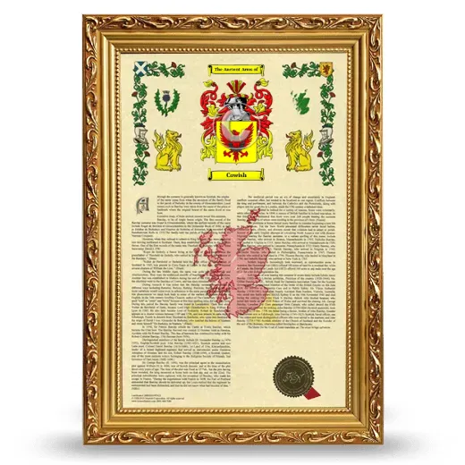 Cowish Armorial History Framed - Gold