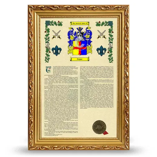 Coyer Armorial History Framed - Gold