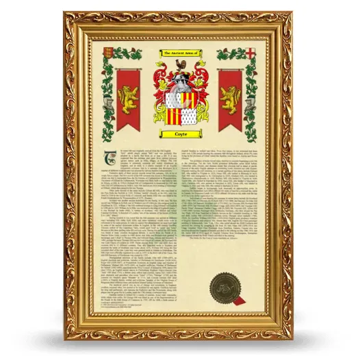 Coyte Armorial History Framed - Gold